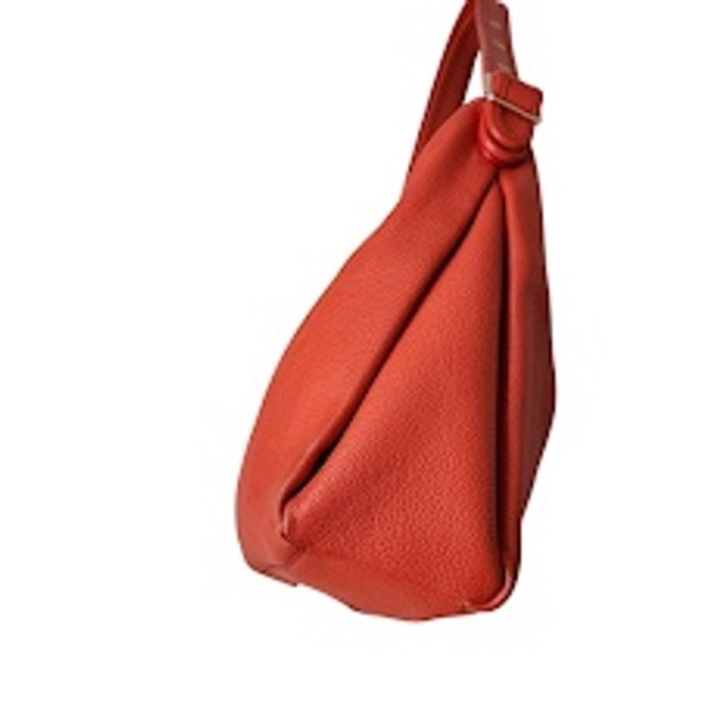 COACH Dufflette Leather Hobo Shoulder Bag Red Slouchy Large Tote - Picture 13 of 16